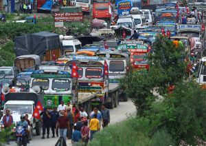 ट्याक्सी, ट्रक र ट्यांकर चालकहरूको काठमाडौंमा प्रदर्शन