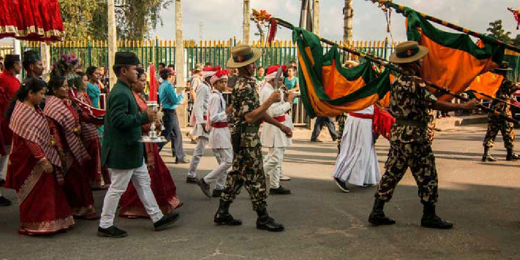 सैनिक मञ्च टुँडिखेलमा फूलपाती बढाइँ समारोह